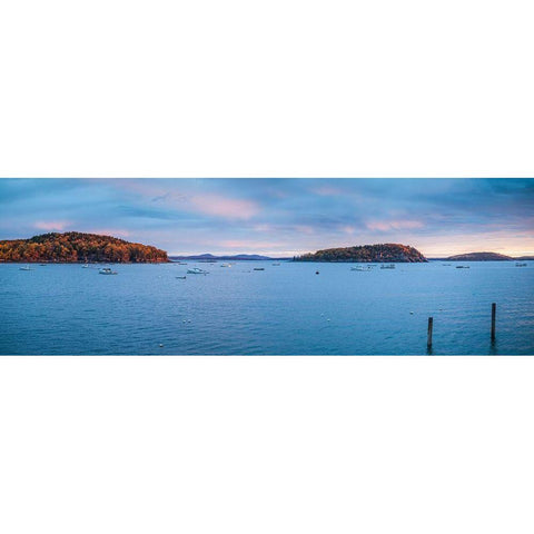 Maine-Mt Desert Island-Bar Harbor-view of Frenchman Bay-autumn Black Modern Wood Framed Art Print by Bibikow, Walter