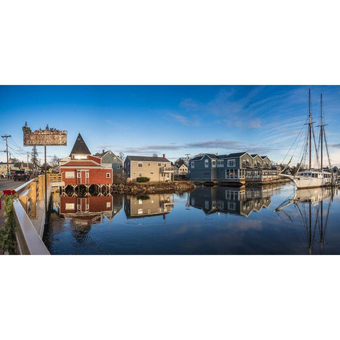 Maine-Kennebunkport-village harbor Black Modern Wood Framed Art Print with Double Matting by Bibikow, Walter