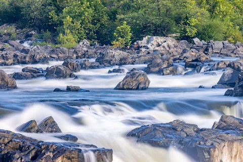 Usa-Maryland Great Falls Overlook-Potomac River-Long Exposure of the Water of the Potomac Black Ornate Wood Framed Art Print with Double Matting by Looney, Hollice