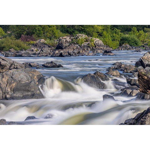 Usa-Maryland Great Falls Overlook-Potomac River-Long Exposure of the Water of the Potomac Black Modern Wood Framed Art Print with Double Matting by Looney, Hollice