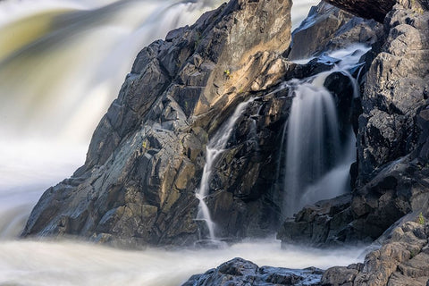 Usa-Maryland Great Falls Overlook-Potomac River-Long Exposure of the Water of the Potomac White Modern Wood Framed Art Print with Double Matting by Looney, Hollice