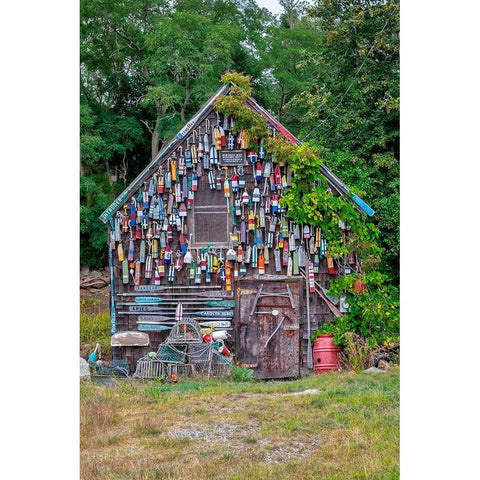 Wooden buoys-Ipswich Bay-Ipswich-Massachusetts Black Modern Wood Framed Art Print by Engelbrecht, Lisa S.