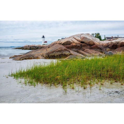 Harbor Light-Ipswich Bay-Annisquam-Massachusetts-USA Black Modern Wood Framed Art Print with Double Matting by Engelbrecht, Lisa S.