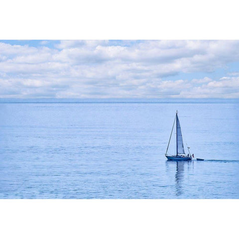 Sailboat on Nahant Bay-Massachusetts Black Modern Wood Framed Art Print by Engelbrecht, Lisa S.