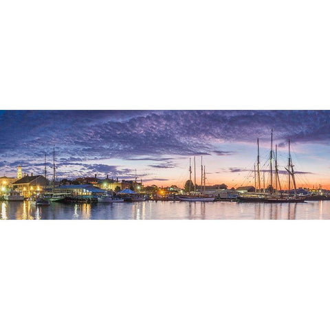 New England-Massachusetts-Cape Ann-Gloucester-Gloucester Schooner Festival-schooners at dawn Gold Ornate Wood Framed Art Print with Double Matting by Bibikow, Walter