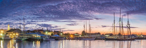 New England-Massachusetts-Cape Ann-Gloucester-Gloucester Schooner Festival-schooners at dawn Black Ornate Wood Framed Art Print with Double Matting by Bibikow, Walter