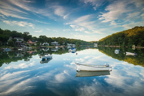 New England-Massachusetts-Cape Ann-Gloucester-Annisquam-Lobster Cove-reflections Black Ornate Wood Framed Art Print with Double Matting by Bibikow, Walter