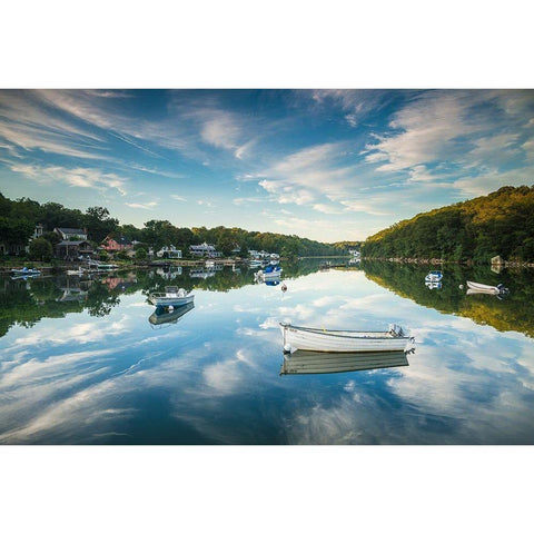 New England-Massachusetts-Cape Ann-Gloucester-Annisquam-Lobster Cove-reflections Gold Ornate Wood Framed Art Print with Double Matting by Bibikow, Walter