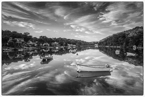 New England-Massachusetts-Cape Ann-Gloucester-Annisquam-Lobster Cove-reflections White Modern Wood Framed Art Print with Double Matting by Bibikow, Walter