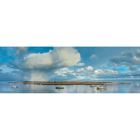 New England-Massachusetts-Cape Cod-Chatham-Chatham Harbor-dusk White Modern Wood Framed Art Print by Bibikow, Walter
