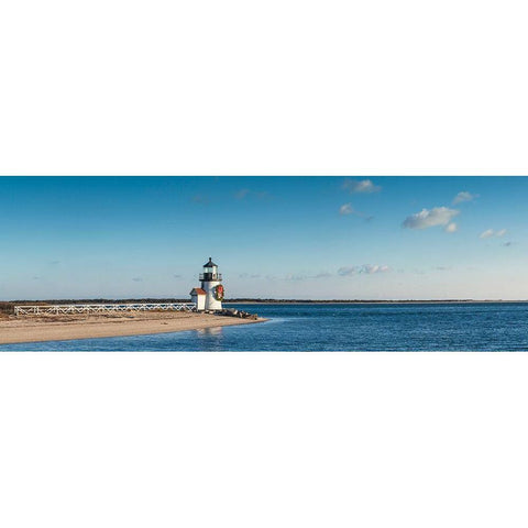 New England-Massachusetts-Nantucket Island-Nantucket Town-Brant Point Lighthouse Black Modern Wood Framed Art Print with Double Matting by Bibikow, Walter