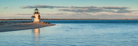 New England-Massachusetts-Nantucket Island-Nantucket Town-Brant Point Lighthouse Black Ornate Wood Framed Art Print with Double Matting by Bibikow, Walter