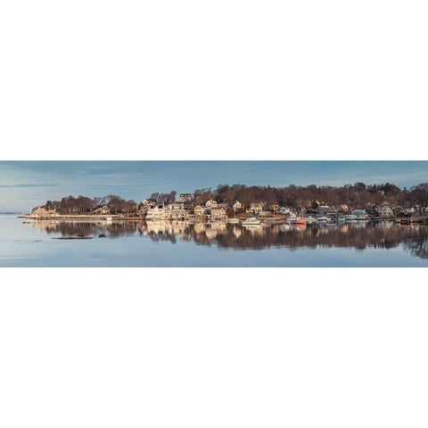 New England-Massachusetts-Cape Ann-Gloucester-Annisquam Harbor-winter-dawn Gold Ornate Wood Framed Art Print with Double Matting by Bibikow, Walter