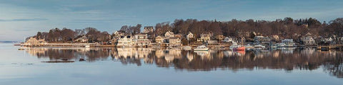 New England-Massachusetts-Cape Ann-Gloucester-Annisquam Harbor-winter-dawn Black Ornate Wood Framed Art Print with Double Matting by Bibikow, Walter