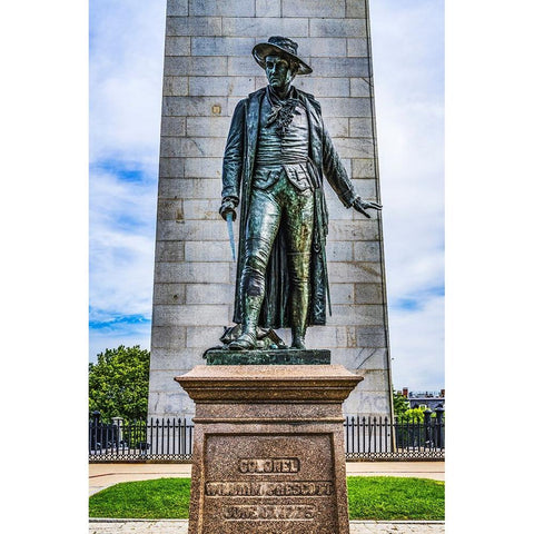 William Prescott Statue-Bunker Hill Battle Monument-Charlestown-Boston-Massachusetts-Site of June 1 Black Modern Wood Framed Art Print by Perry, William