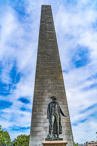 William Prescott Statue-Bunker Hill Battle Monument-Charlestown-Boston-Massachusetts-Site of June 1 Black Ornate Wood Framed Art Print with Double Matting by Perry, William