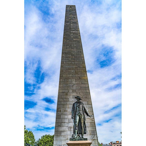 William Prescott Statue-Bunker Hill Battle Monument-Charlestown-Boston-Massachusetts-Site of June 1 Black Modern Wood Framed Art Print by Perry, William