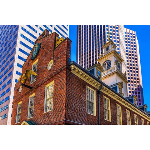 Faneuil Meeting Hall-Freedom Trail-Boston-Massachusetts-Meeting place American Revolution later Tow Black Modern Wood Framed Art Print by Perry, William