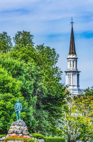 Lexington Minute Man Patriot Statue-Massachusetts-Site of April 19-1775 first battle of American Re Black Ornate Wood Framed Art Print with Double Matting by Perry, William