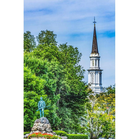 Lexington Minute Man Patriot Statue-Massachusetts-Site of April 19-1775 first battle of American Re Black Modern Wood Framed Art Print by Perry, William