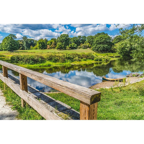 Old North Bridge-Concord River-Minute Man National Historical Park-American Revolution Monument-sit Black Modern Wood Framed Art Print by Perry, William