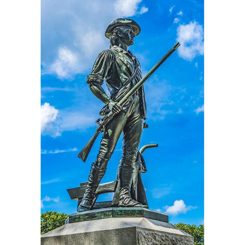 The Minute Man statue-Old North Bridge-Minute Man National Historical Park-First Battle American Re Black Modern Wood Framed Art Print with Double Matting by Perry, William