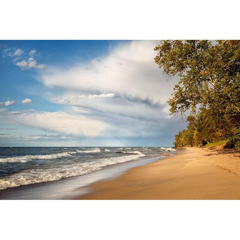 USA-Michigan-Munising Receding storm clouds at Pictured Rocks National Lakeshore Gold Ornate Wood Framed Art Print with Double Matting by Collins, Ann