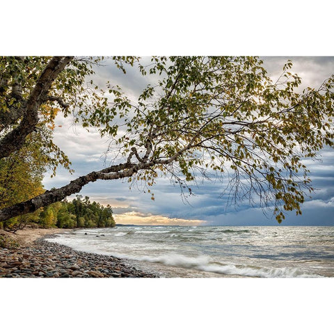 USA-Michigan Storm clouds over Pictured Rocks National Lakeshore Black Modern Wood Framed Art Print by Collins, Ann