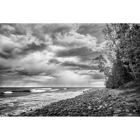 USA-Michigan-Munising Receding storm clouds at Pictured Rocks National Lakeshore Black Modern Wood Framed Art Print by Collins, Ann