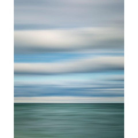 USA-Michigan-Mackinac Island Abstract blur of Lake Huron from Mission Point White Modern Wood Framed Art Print by Collins, Ann