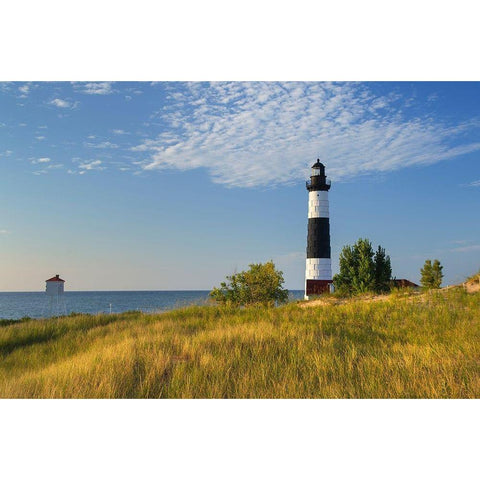 Big Sable Point Lighthouse on the eastern shore of Lake-Michigan Ludington State Park-Michigan Black Modern Wood Framed Art Print with Double Matting by Majchrowicz, Alan