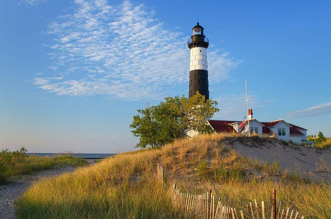 Big Sable Point Lighthouse on the eastern shore of Lake-Michigan Ludington State Park-Michigan Black Ornate Wood Framed Art Print with Double Matting by Majchrowicz, Alan