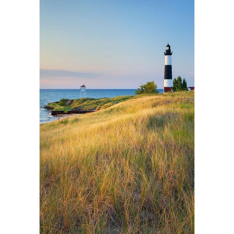 Big Sable Point Lighthouse on the eastern shore of Lake-Michigan Ludington State Park-Michigan Gold Ornate Wood Framed Art Print with Double Matting by Majchrowicz, Alan
