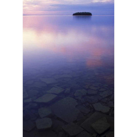 MI, Picnic Island, Lake Huron, clouds at twilight Gold Ornate Wood Framed Art Print with Double Matting by Carlson, Mark