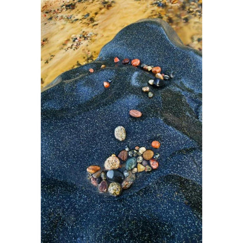 Michigan Lake Superior rocks on beach Black Modern Wood Framed Art Print by Rotenberg, Nancy