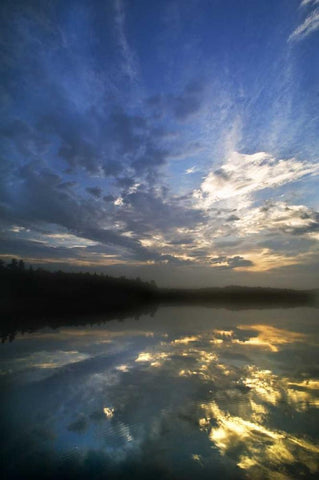 Michigan Sunrise sky reflected in Petes Lake Black Ornate Wood Framed Art Print with Double Matting by Rotenberg, Nancy