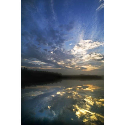 Michigan Sunrise sky reflected in Petes Lake Black Modern Wood Framed Art Print with Double Matting by Rotenberg, Nancy