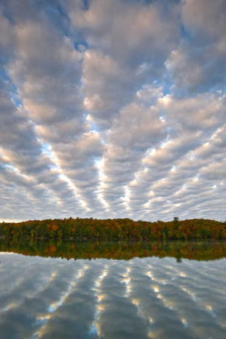 Michigan Clouds over Petes Lake in autumn White Modern Wood Framed Art Print with Double Matting by Rotenberg, Nancy