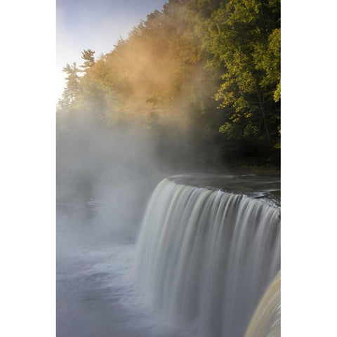 Michigan Autumn sunrise on Tahquamenon Falls Black Modern Wood Framed Art Print with Double Matting by Grall, Don