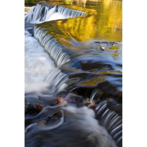 Michigan Bond Falls with fall reflections Black Modern Wood Framed Art Print by Rotenberg, Nancy