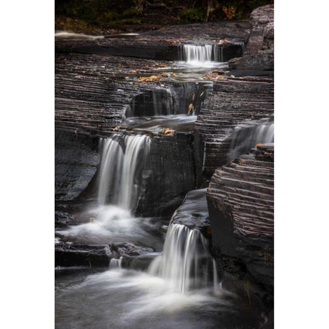 Michigan Waterfalls in the Presque Isle River Black Modern Wood Framed Art Print by Grall, Don