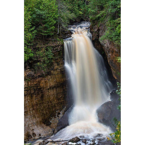 Miners Falls in fall-Pictured Rocks National Lakeshore-Alger County-Michigan White Modern Wood Framed Art Print by Day, Richard and Susan