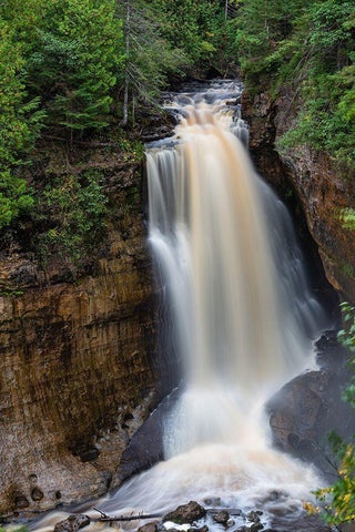 Miners Falls in fall-Pictured Rocks National Lakeshore-Alger County-Michigan Black Ornate Wood Framed Art Print with Double Matting by Day, Richard and Susan