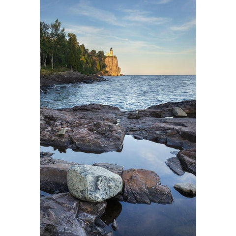 Split Rock Lighthouse State Park-North Shore Lake Superior-Minnesota Gold Ornate Wood Framed Art Print with Double Matting by Majchrowicz, Alan