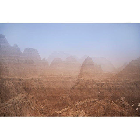 South Dakota Fog in Badlands National Park  Black Modern Wood Framed Art Print by Jaynes Gallery