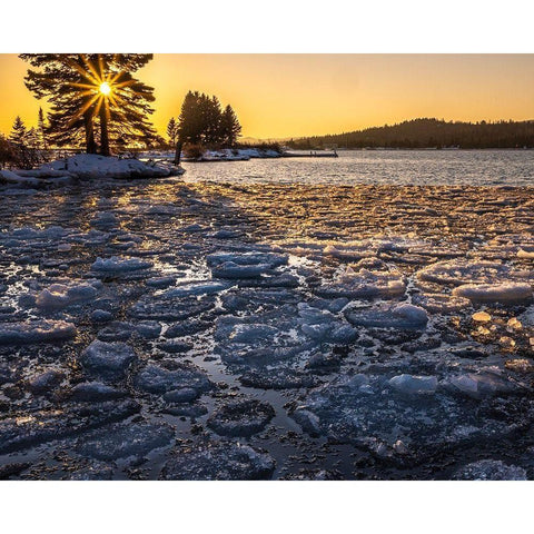 Minnesota-Lake Superior Lake ice at sunset  Black Modern Wood Framed Art Print by Jaynes Gallery