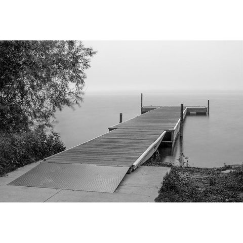 USA-Minnesota-Bemidji-Dock on Lake Bemidji Black Modern Wood Framed Art Print with Double Matting by Hawkins, Peter