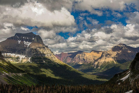 Summer view from Logan Pass-Glacier National Park-Montana Black Ornate Wood Framed Art Print with Double Matting by Jones, Adam