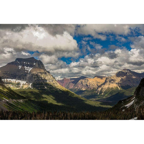 Summer view from Logan Pass-Glacier National Park-Montana Black Modern Wood Framed Art Print by Jones, Adam