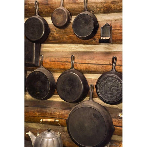 MT, Lewis and Clark NF Skillets in the kitchen Black Modern Wood Framed Art Print with Double Matting by Paulson, Don